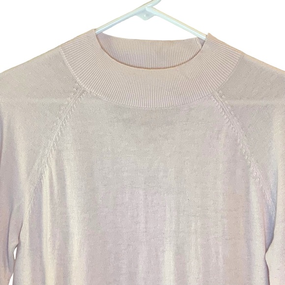 Loft Pink Lightweight Sweater Ruffle Sleeve Ribbed Collar Women’s Size Small - Picture 3 of 10